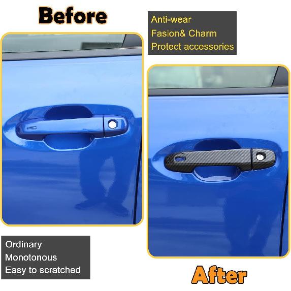 Car Exterior Door Handle Cover Trim Compatible with Subaru WRX 2021-2023, Sedan Side Smart Door Handle Cover Trim, ABS Plastic Carbon Fiber Pattern