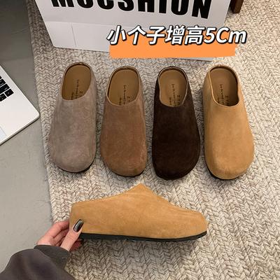 French Retro Bag Head Boken Shoes Women's 2025 Spring New Mori Soft Sole Casual Versatile One-pedal Half Slippers