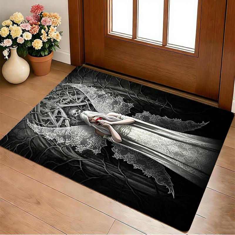 Gothic Angel Living Room Nonslip Area Rug Soft Carpet For Bedroom Game Playroom Sofa Office Home Decor Doormat Christmas Gift