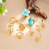SHIXIN 10Pcs/Set Boho Beach Style Blue Flower Starfish Knuckle Ring Women Vintage Gold Color Irregular Open Joint Ring Jewelry