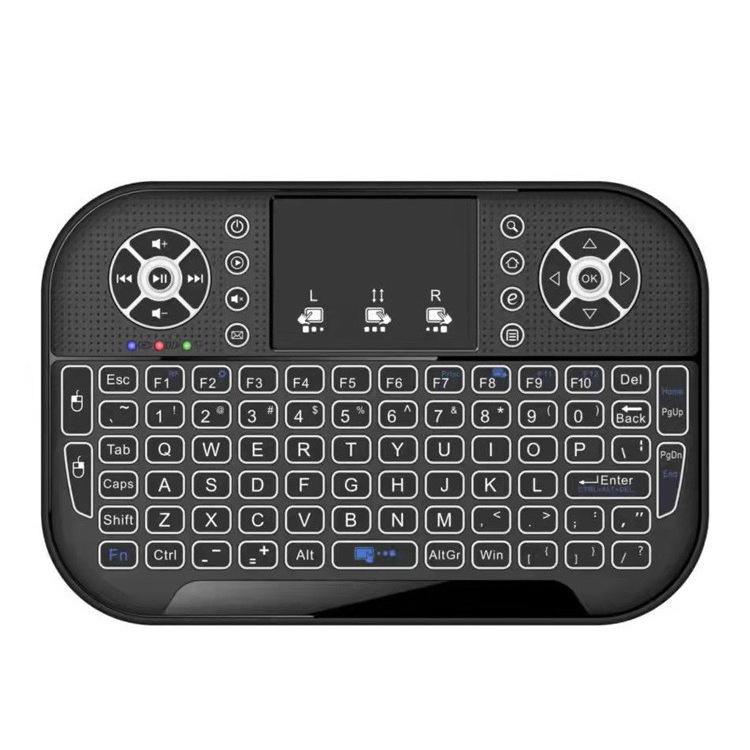 

N8 Wireless Mini Keyboard with 2.4GHz & Bluetooth, Dual-Mode Air Mouse, Lithium Battery, 7-Color Backlit & Running Lights чорний