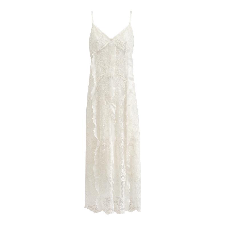 

Платье-комбинация из тринадцатирядного кружева: Сексуальный весенний дизайн с вырезами и глубоким декольте Medium