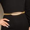 Spring Metal Elastic Waist Chain For Women Dress Accessory With Leaf Design