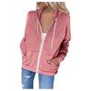 Women S Solid Color Long Sleeve Hooded Zip Up Sweatshirt With Pockets Drawstring