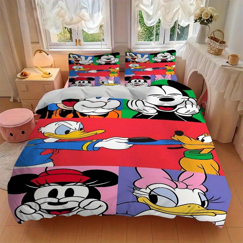3pcs Mickey, Minnie Printed Bedding Set, Breathable And Soft, Machine Washable, Christmas Gift, Suitable for Bedroom Decoration, 087