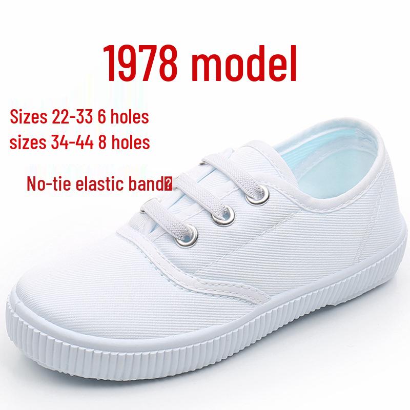 Kinder Weiße Canvas Schuhe - Unisex Indoor Kindergarten Tanz- und Sportschuhe