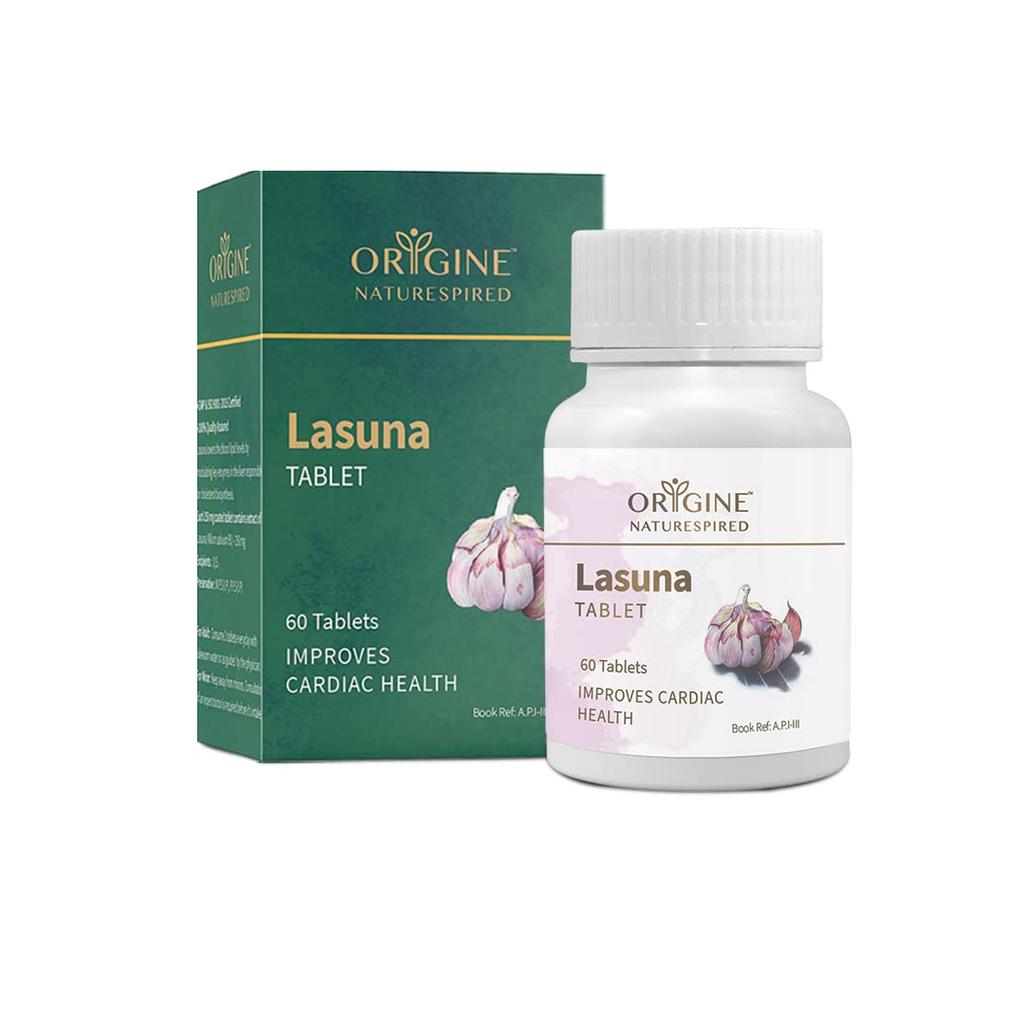 Origine Naturespired Lasuna Knoblauch Wellness-Tabletten 60 Stück Tägliche Kräuter-Energieunterstützung Natürliches Nahrungsergänzungsmittel-Paket