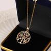 Colorful Zircon Hollow Heart Shape Tree of Life Pendant Necklace with Tassel Design Women's Jewelry