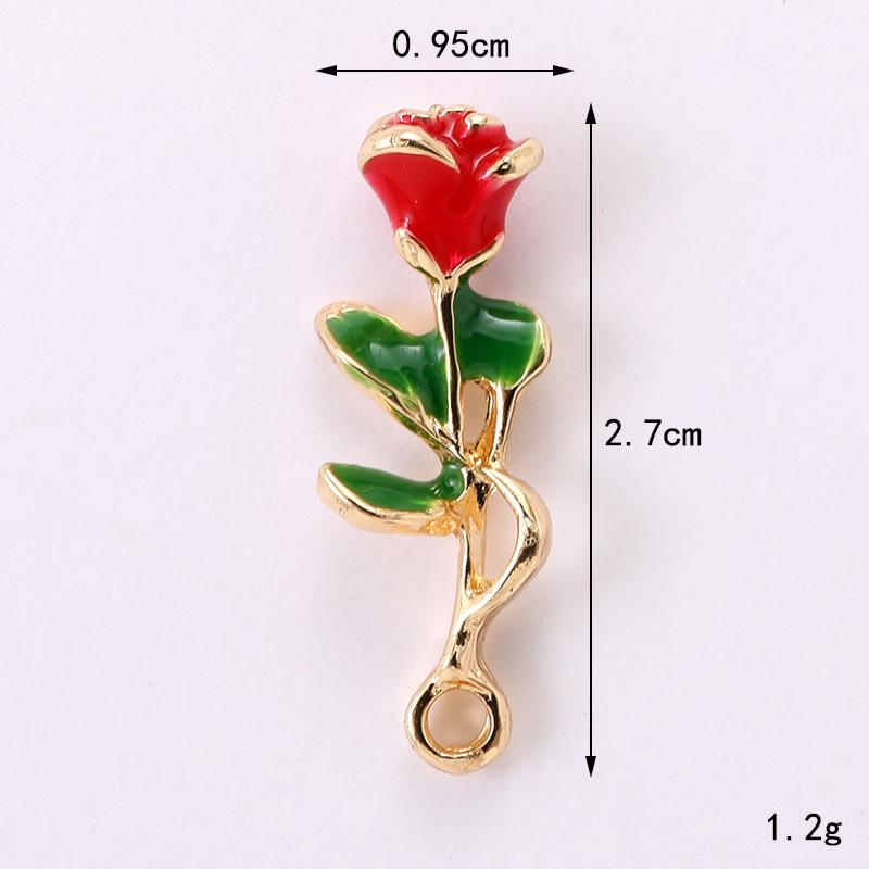 New 3D Rose Flower Alloy Phone Case Charm with Rhinestone Droplet.