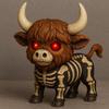 Halloween Highland Cow Figurine Spooky Skeleton Cow Statue Resin Calf Sculpture Tableop Ornament for Porch Lawn Home Kitchen Tiered Tray Decor