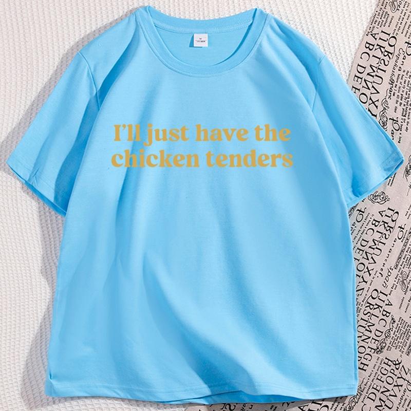 Ich nehme nur die Hähnchen-Nuggets T-Shirt Lustig Baumwolle Kurzarm Rundhals T-Shirt Humor Locker Streetwear Herrenbekleidung