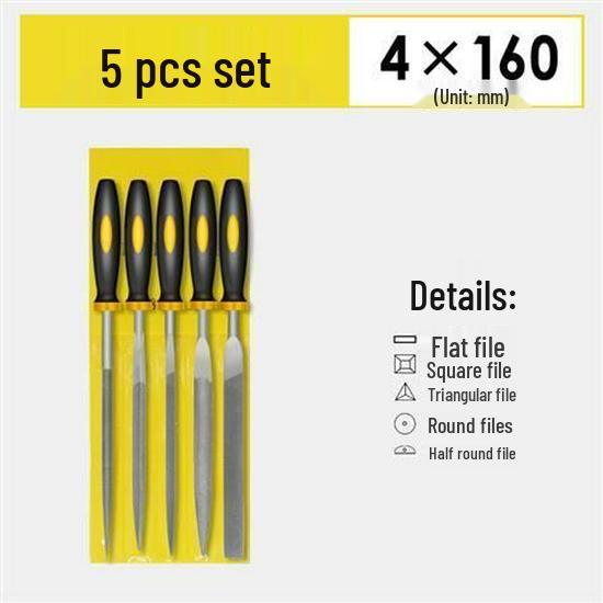 Mini Assorted Steel File Set: Triangular & Flat Files for Metal & Wood Grinding