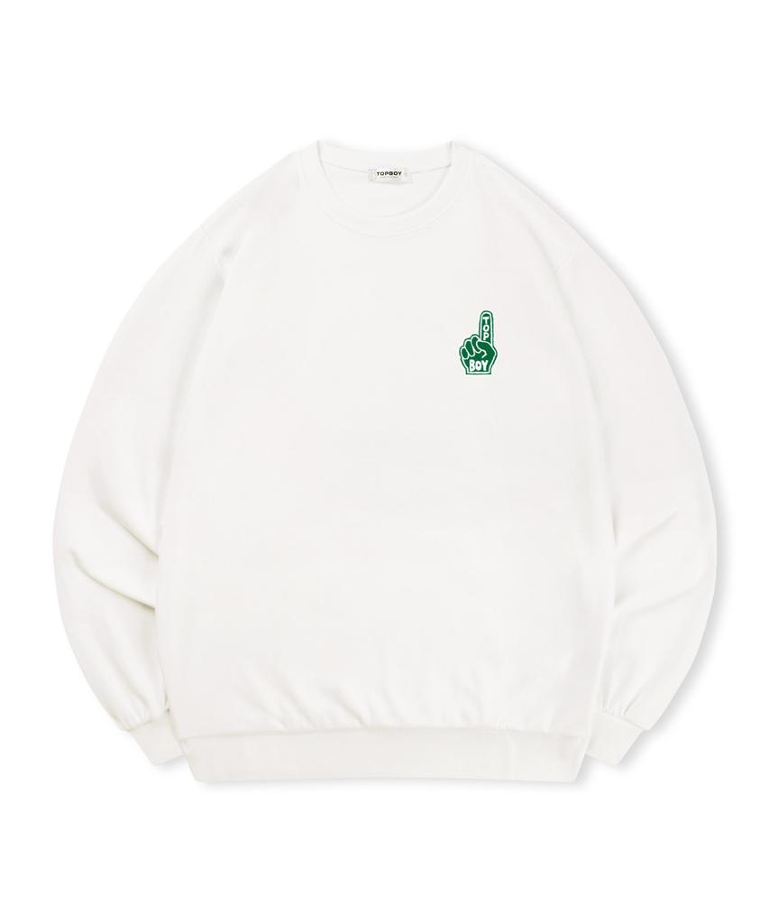 TOPBOY [Non-Fleece Or Fleece-Lined] Number One Printed Sweatshirt (C Type)