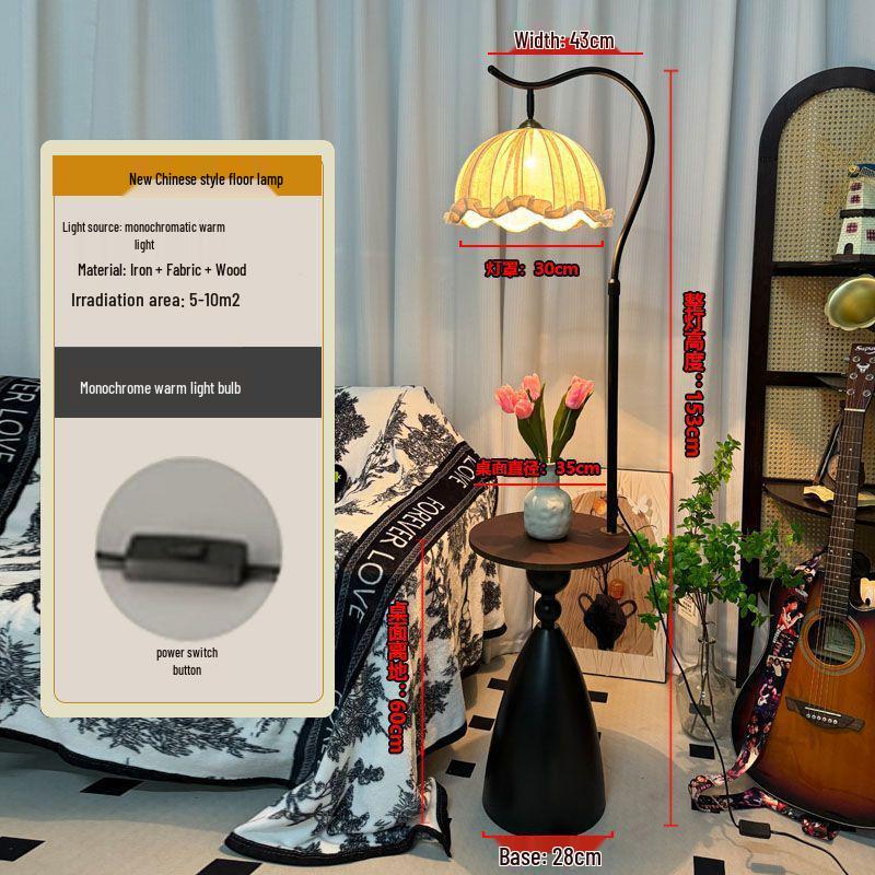 American Retro Floor Lamp with Display Shelf - Living Room Decor & Bedside Table Lamp