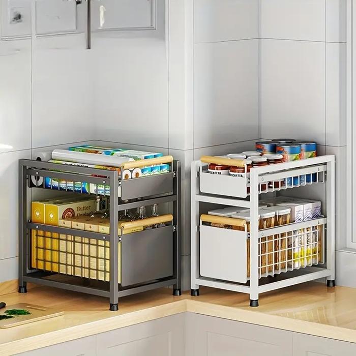 Kitchen Organizer with 2 Pull-Out Baskets Steel 24.5x39x42cm