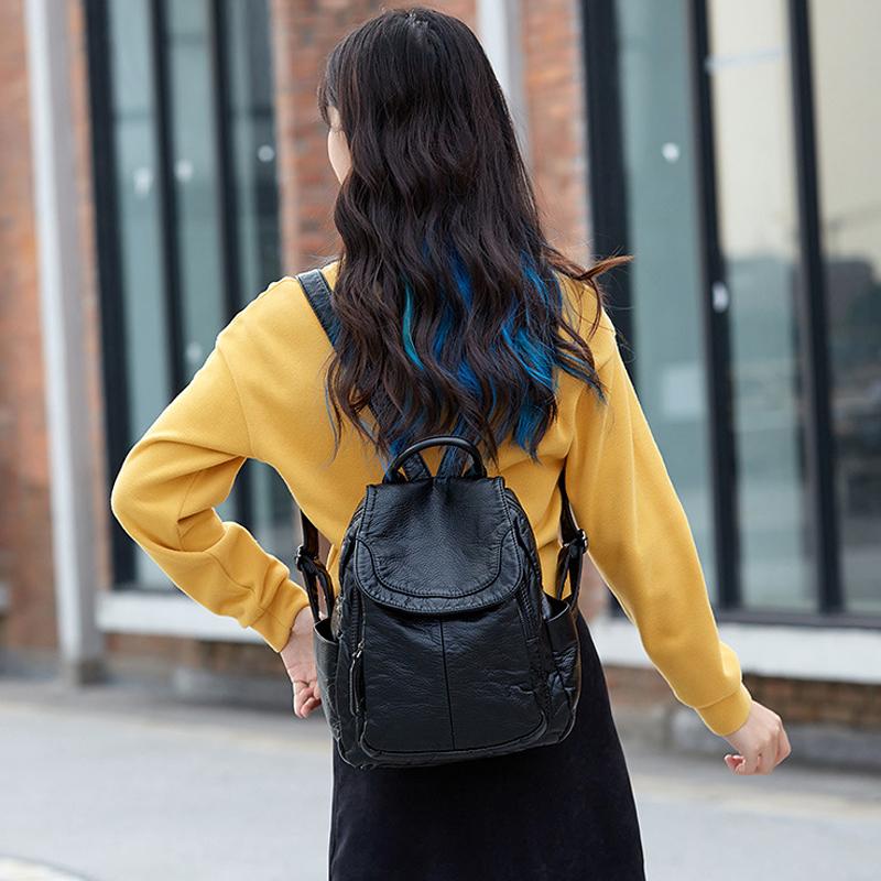 Damenrucksack, weiß gewaschenes Leder, Rucksack für Damen, kleine Schultaschen für Mädchen im Teenageralter, All-Match-Freizeit-Reisetasche