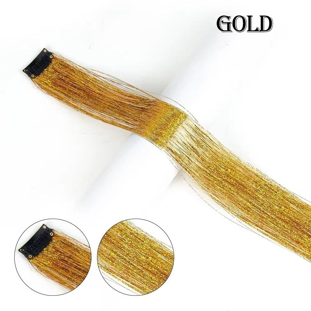 Highlights Clip Clip in Hair Extensions Glitter Colorful Fairy Hair Hair Tinsel Synthetic Long Straight Hair Highlights Girls