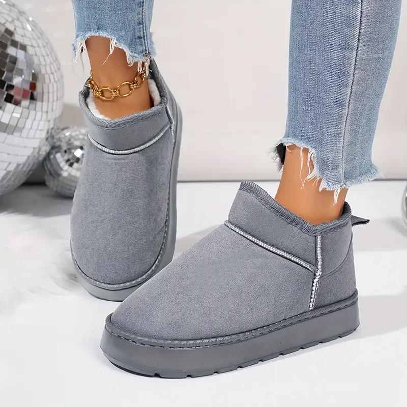 Women'S Slip-On House Shoes - Soft Plush Indoor/Outdoor Winter Boots with Non-Slip EVA Sole, Cushioned Warm Lining
