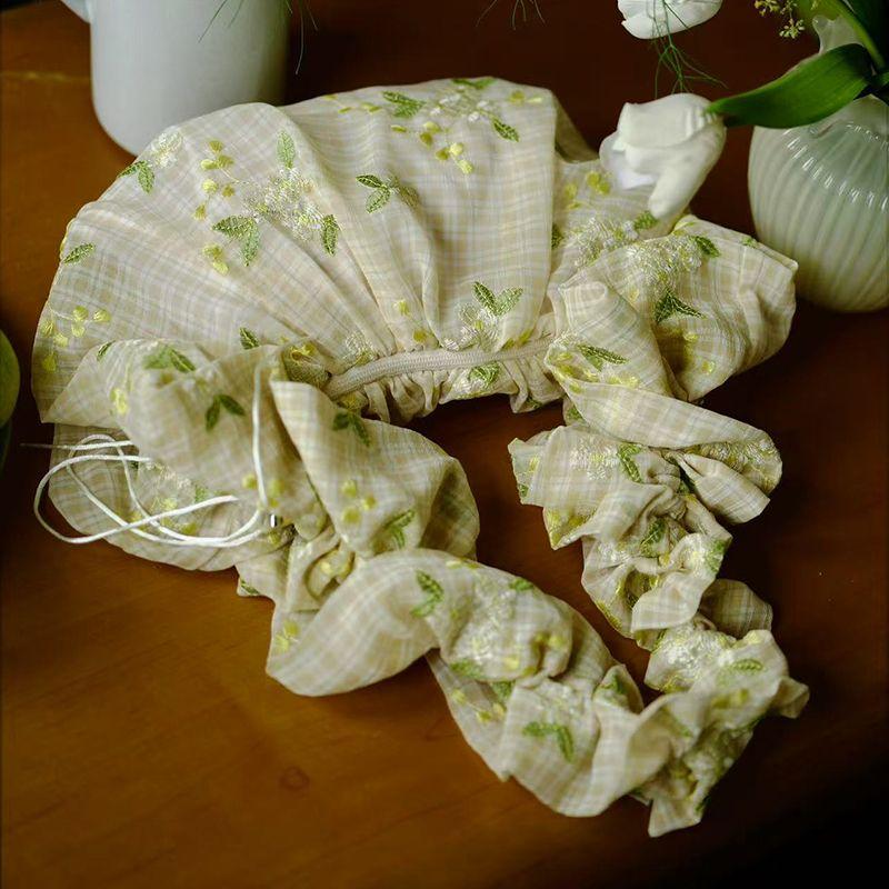 

Housedesign Original Summer New Niche Pleat Artistic Drawstring Messenger Bag Fresh Shoulder Underarm Bag Yellow Embroider