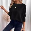 Women S Waffle Knit Off Shoulder Long Sleeve Pullover Top