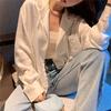 Spring Summer Women's High-End Satin Sheen Embroidered Shirt Blouse Cardigan Luxurious Top