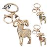 Golden Plated Key Ring Sparkling Rhinestone Goat Keychain for Men Zinc Alloy Accessory Women Decorative Keychain Car Keys Handbags Backpacks Purses