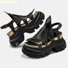 Punk Style Platform Women Sandals Open Toe Wedges 8Cm Increase Black/white Gladiator Shoes Sport 2025 Summer Beach Shoes