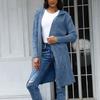 Women's Loose Knitted Mid-length Hooded Cardigan Cable Coat