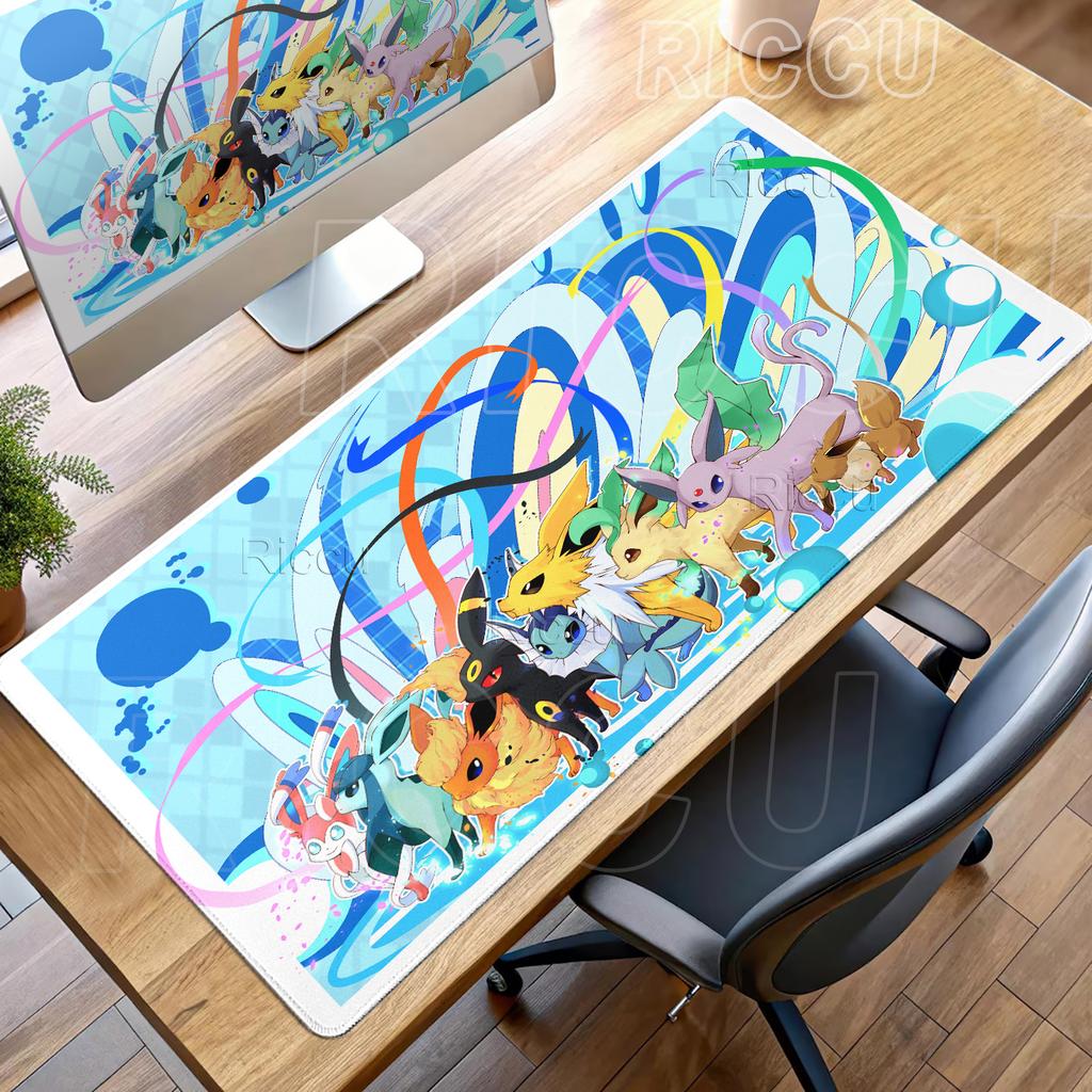 Anime Pokemon Mouse Pad Eevee Glaceon PC Cabinet Mousepad Gamer Keyboard Tablepad E-Sports Desk Accessories Gaming Extended Mat