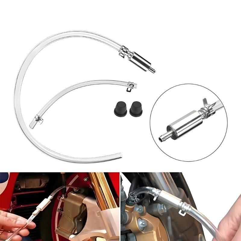 Motorcycle Maintenance Hose Kit with Clear Flexible Tube and Metal End Piece for Fluid Line Work and Garage Use