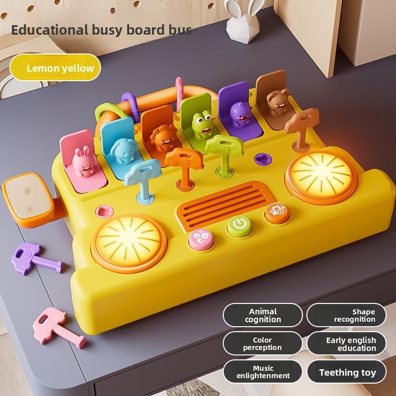 

Busy Bus Educational Toy For Toddlers With Multifunction Cognitive Learning Tool жёлтый