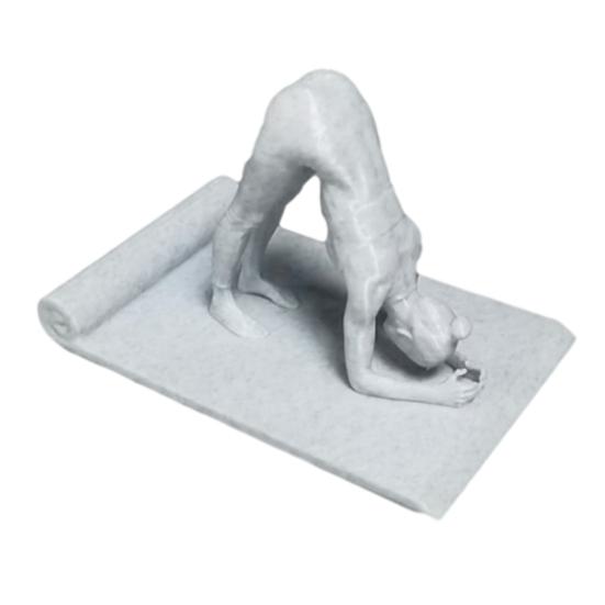 Compact Office Desk Accessory Yoga Shape Phone Stand, Creative Desktop Sculpture, Imitation Stone High End Statue Texture Decorative Ornament, for And серый