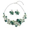2026 Fashion European and American Gemstones Flower Crystal Necklace Earrings Set Banquet Dress Bridal Women's Jewelry