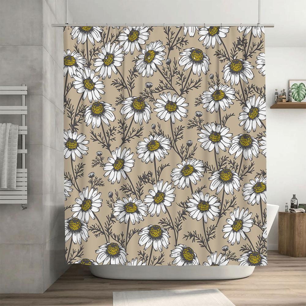 Vintage Floral Shower Curtain Decorate Your Bathroom with this Beautiful White Daisy Print Perfect for home or office use. 180X