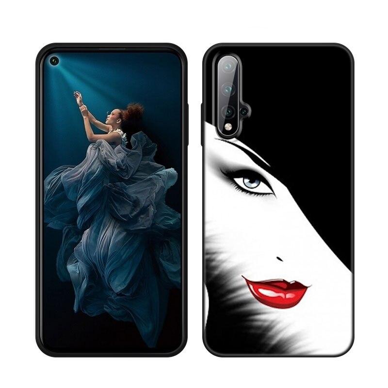 Husă pentru telefon Beauty Red Lips pentru Huawei Honor 60 50 Mate 40 30 20 10 Lite Nova 9 8 Pro 7 SE Y60 30S 8i 7i 5T Premium Black Cover