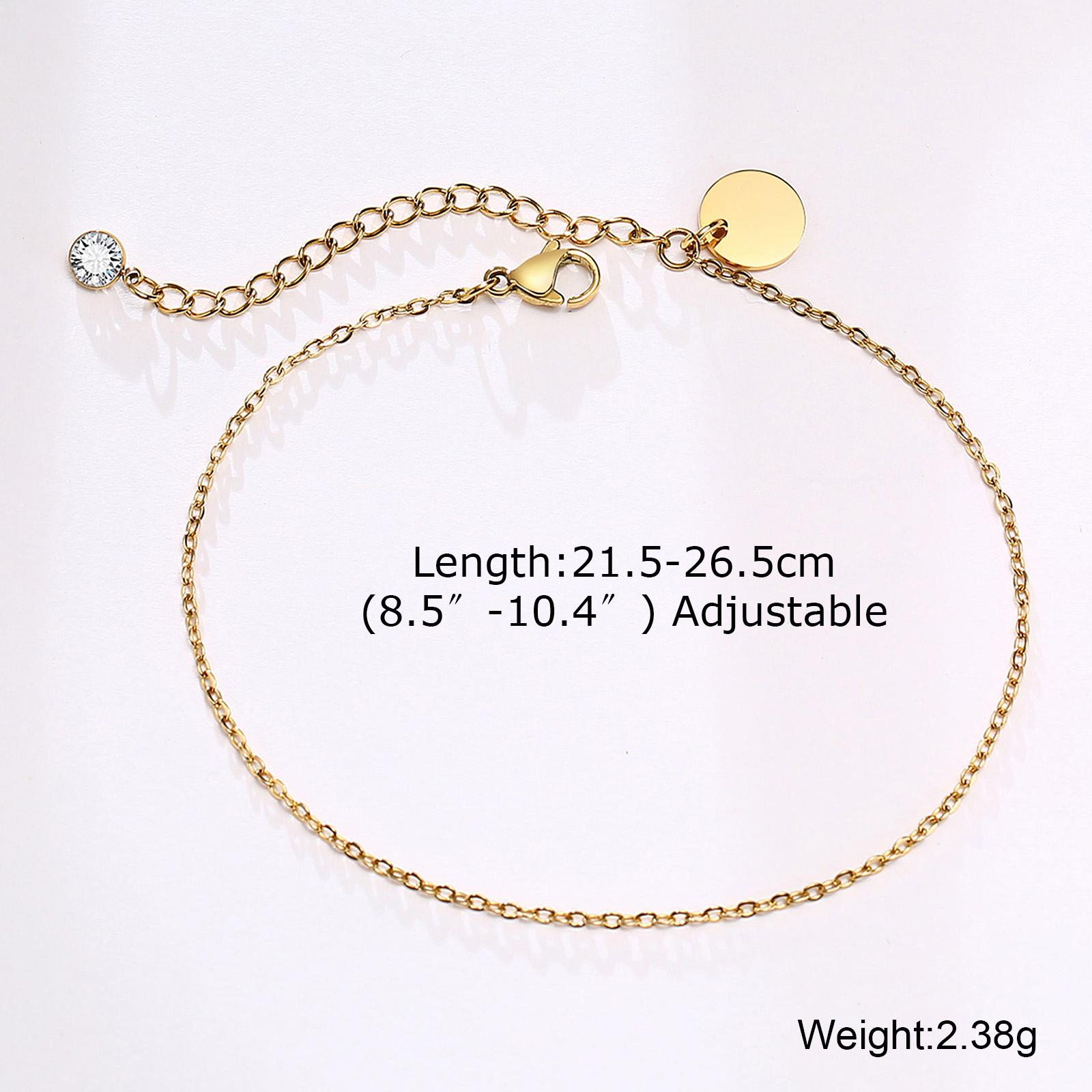 Vnox Charm Anklet For Women Girls,Stainless Steel Heart Round Accessories Gold Color Chain Anklet Bracket,Summer Beach Jewelry