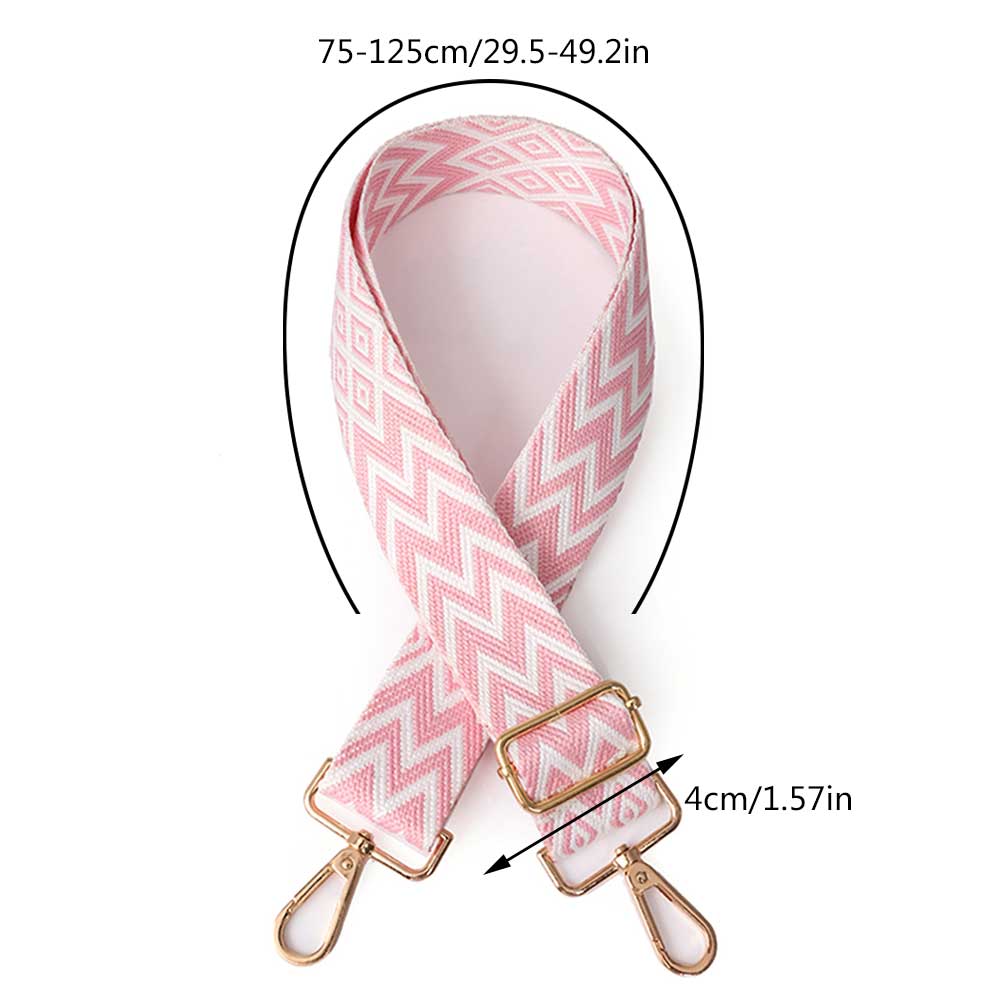 - Nylon Crossbody Strap Soft Women Wide Purse Strap Chain Bag Strap (Pink+White)