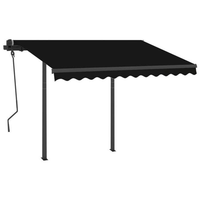 VidaXL Manual Retractable Awning with LED 3.5x2.5 M Anthracite 3070124