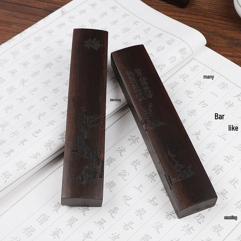Black Catalpa Wood Ruler and Paperweight for Calligraphy and Book Pressing