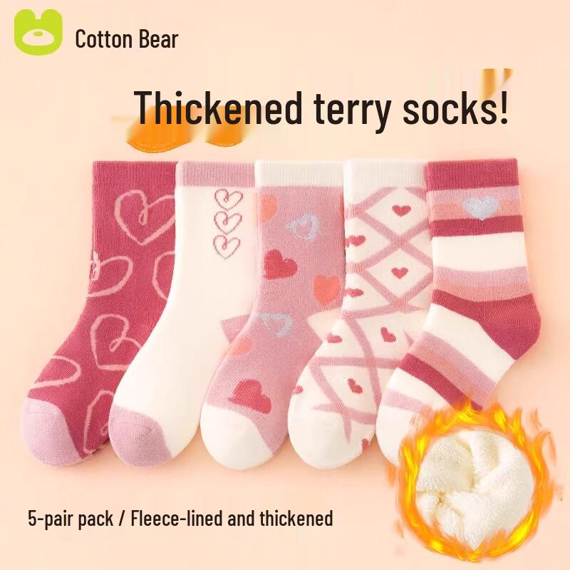 Qiqi Bear Kids  Winter Plush Terry Cotton Socks M