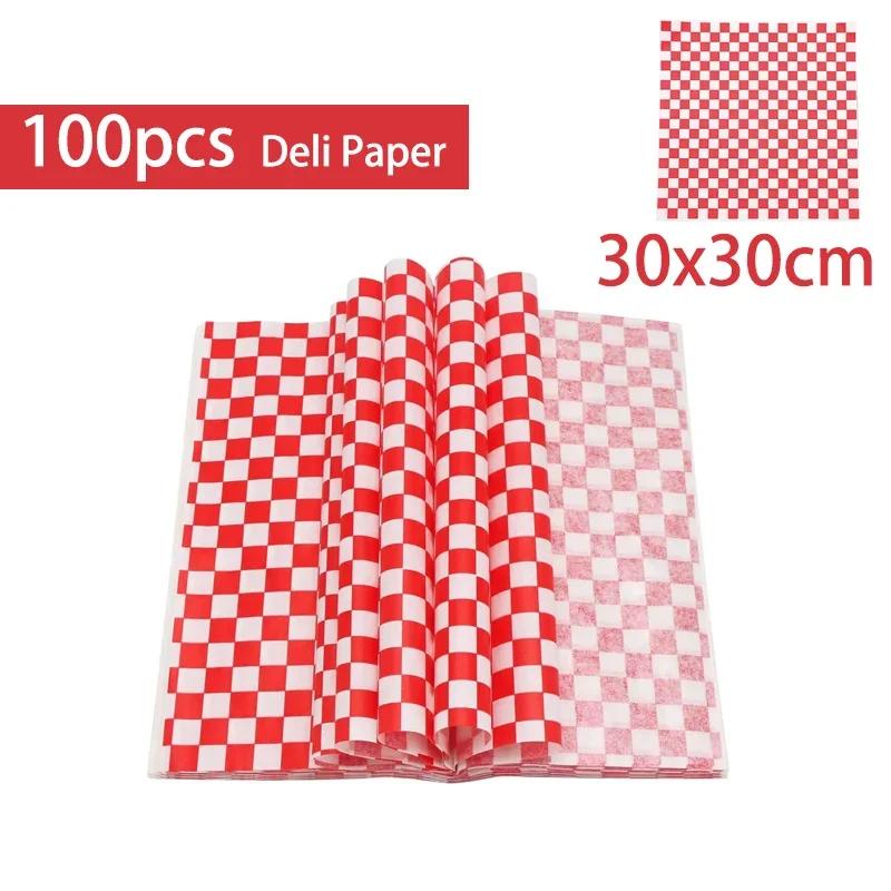 Foodservice Fast-Food-Körbe 100 Blatt Wachs Deli Papier Wiederverwendbare ovale Kunststoff Obstkorb Pommes Halter Korb Restaurant Snack