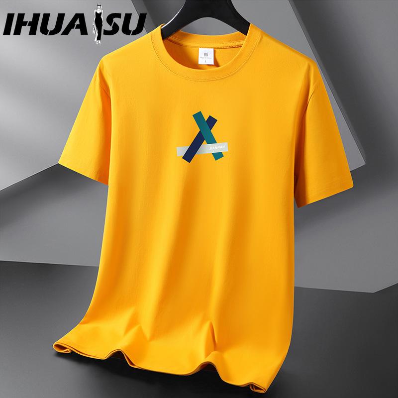 IHUASU Kurzarm-T-Shirt aus Baumwolle für Herren, modisch, lockeres Halbarmhemd, bedrucktes mitfühlendes Hemd