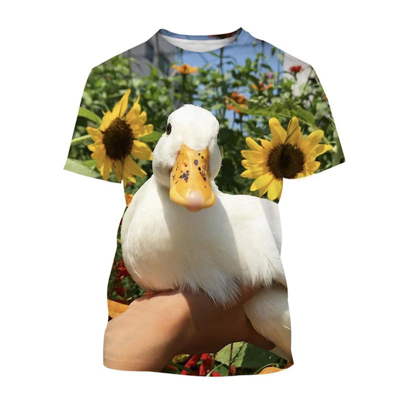 Summer Cute Pets Duck T-shirt For Men Casual Animal 3d Print Short-sleeved Round Neck T Shirt Harajuku Loose Tees tops