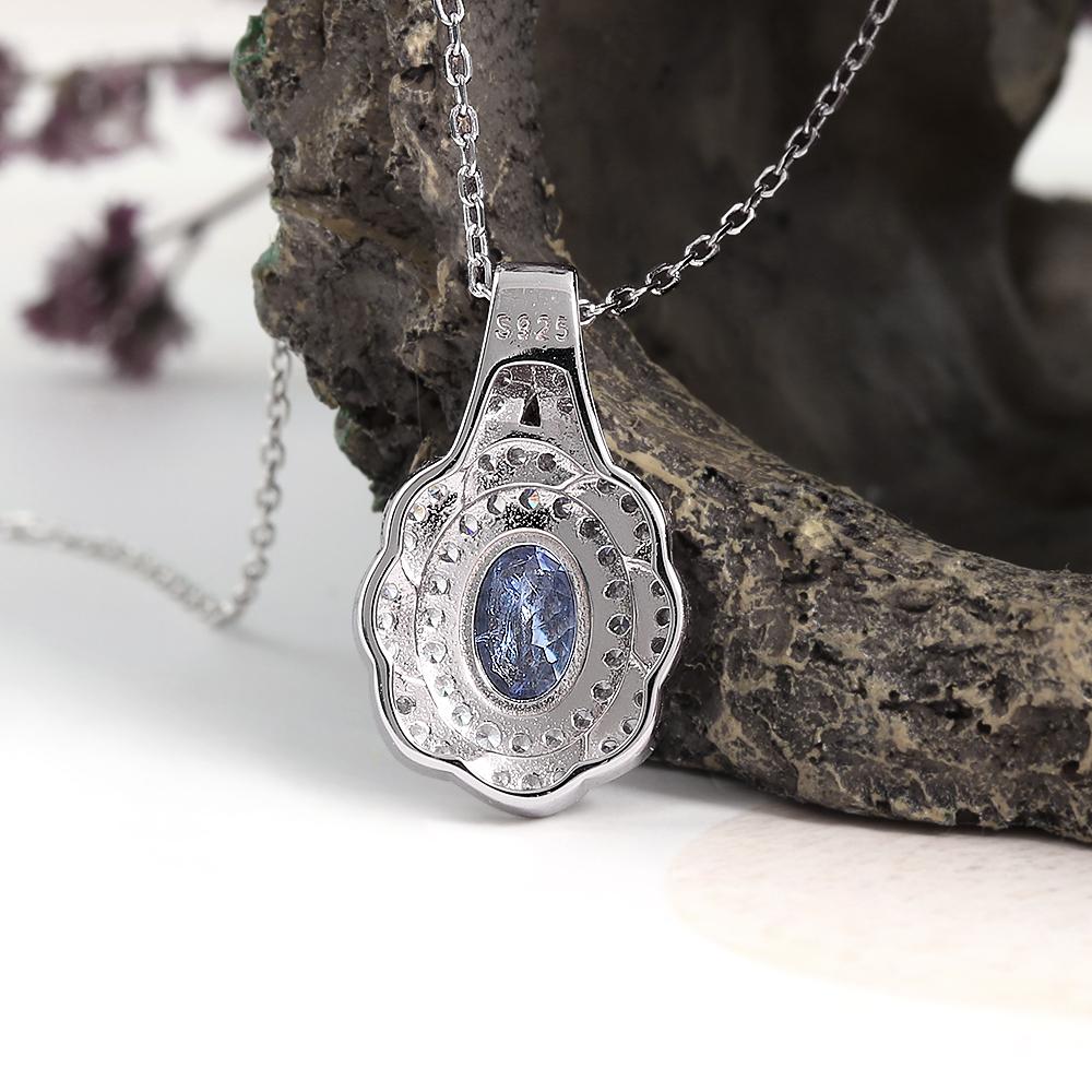 Classic design pendant Natural blue Tanzanite gemstone 925 sterling silver necklace fine jewelry for girlfriend's birthday gifts
