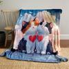 "Adorable Cats with Heart Symbols" Patterned Blanket, Flannel, Suitable for All Seasons, Home Decor, Warm and Cozy