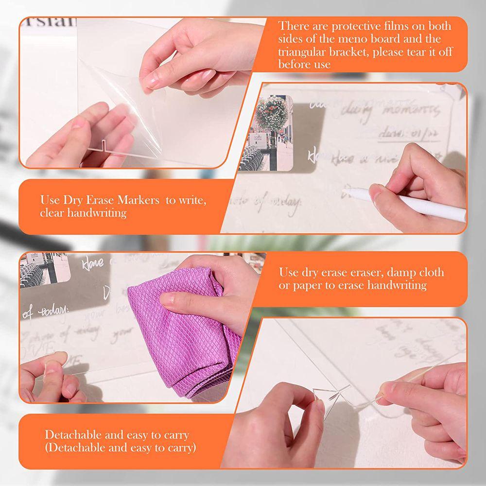 Office School Supplies Desktop Display Memo Acrylic Dry-Erase Board with Stand Message Board