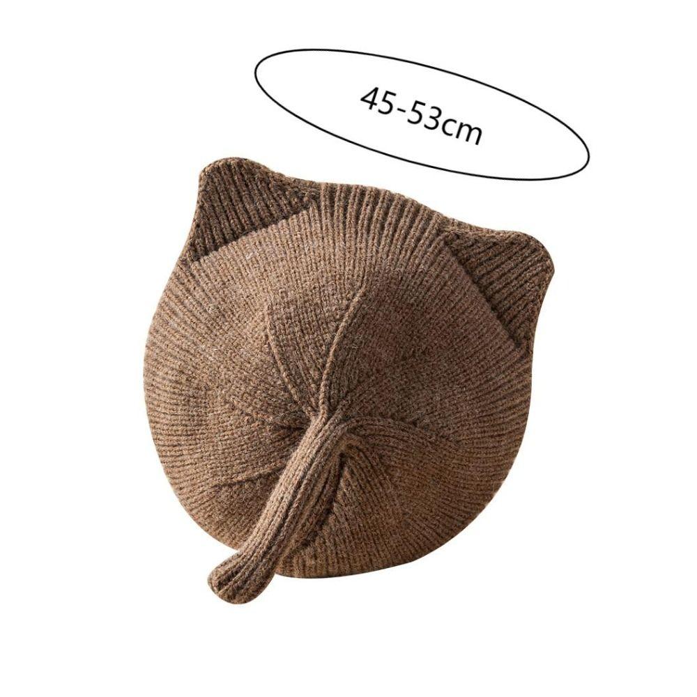 Solid Color Beanie Cap Wool Crochet Bonnet Cute Beret Hat Autumn Winter