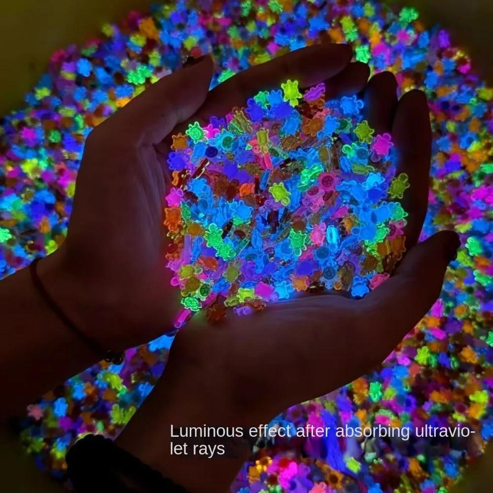 100 Piezas Dibujos Animados 3D Tortuga Luminosa Brillo Nocturno Color Dopamina Animales Mini de Resina Figuras Miniatura DIY