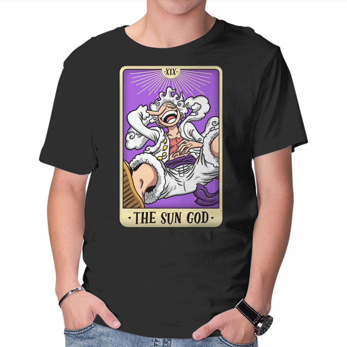 Unisex Crew Neck T-Shirt The Sun God Tarot Graphic Short Sleeve Casual Tee L