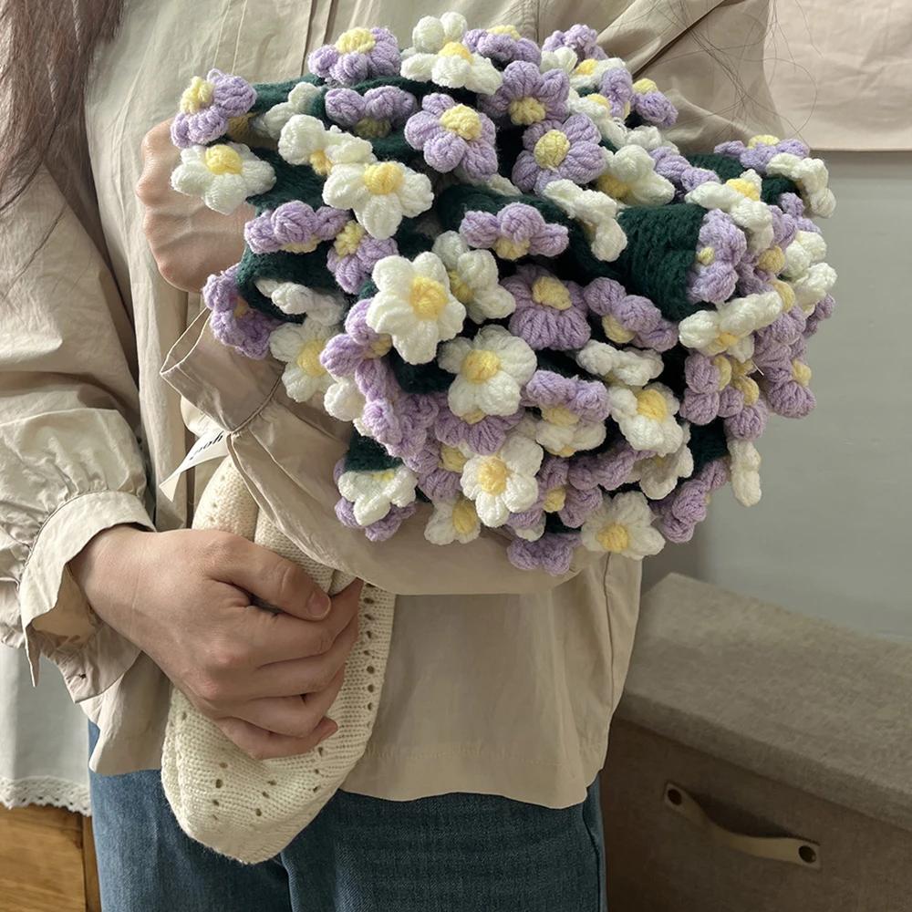 Handmade Bouquet Blanket Small Daisy Flower Blanket Finished Product Immortal Flowers Wool Crochet Blanket Decorative Ornament
